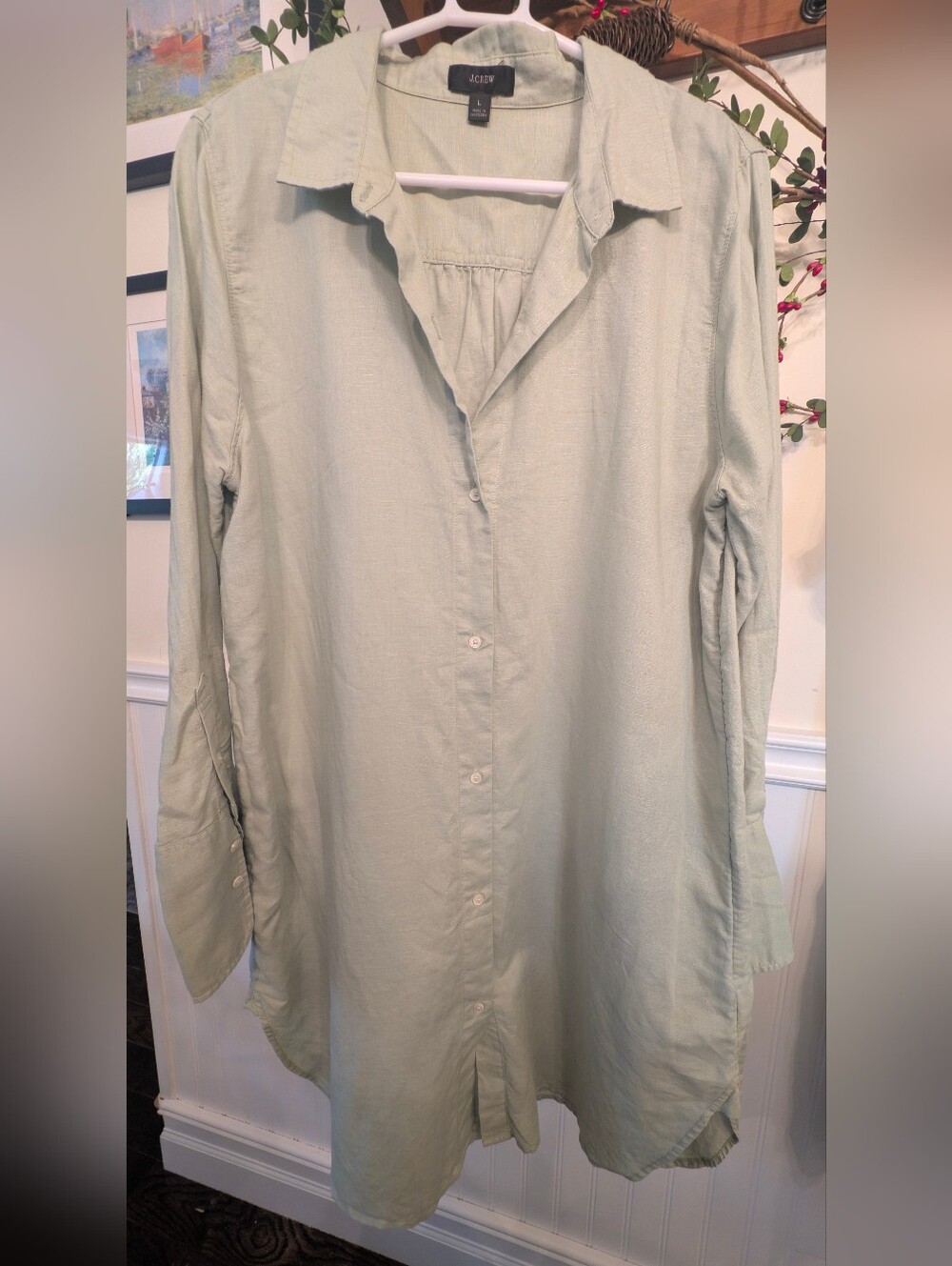 J.Crew Classic Fit Beach Shirt Dress In Linen Cotton Blend